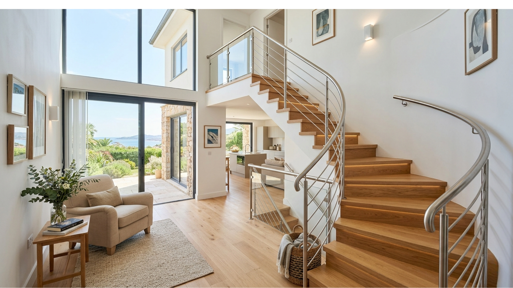 casa luminosa con scale con corrimano inox 