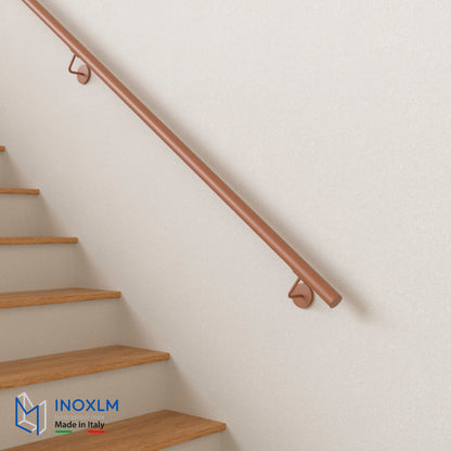 Handrail in painted stainless steel "Corten" with provision for LED, ROUND model