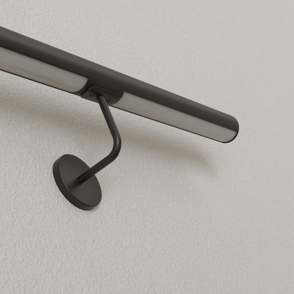 Handrail in "Black" painted stainless steel with provision for LED, ROUND model