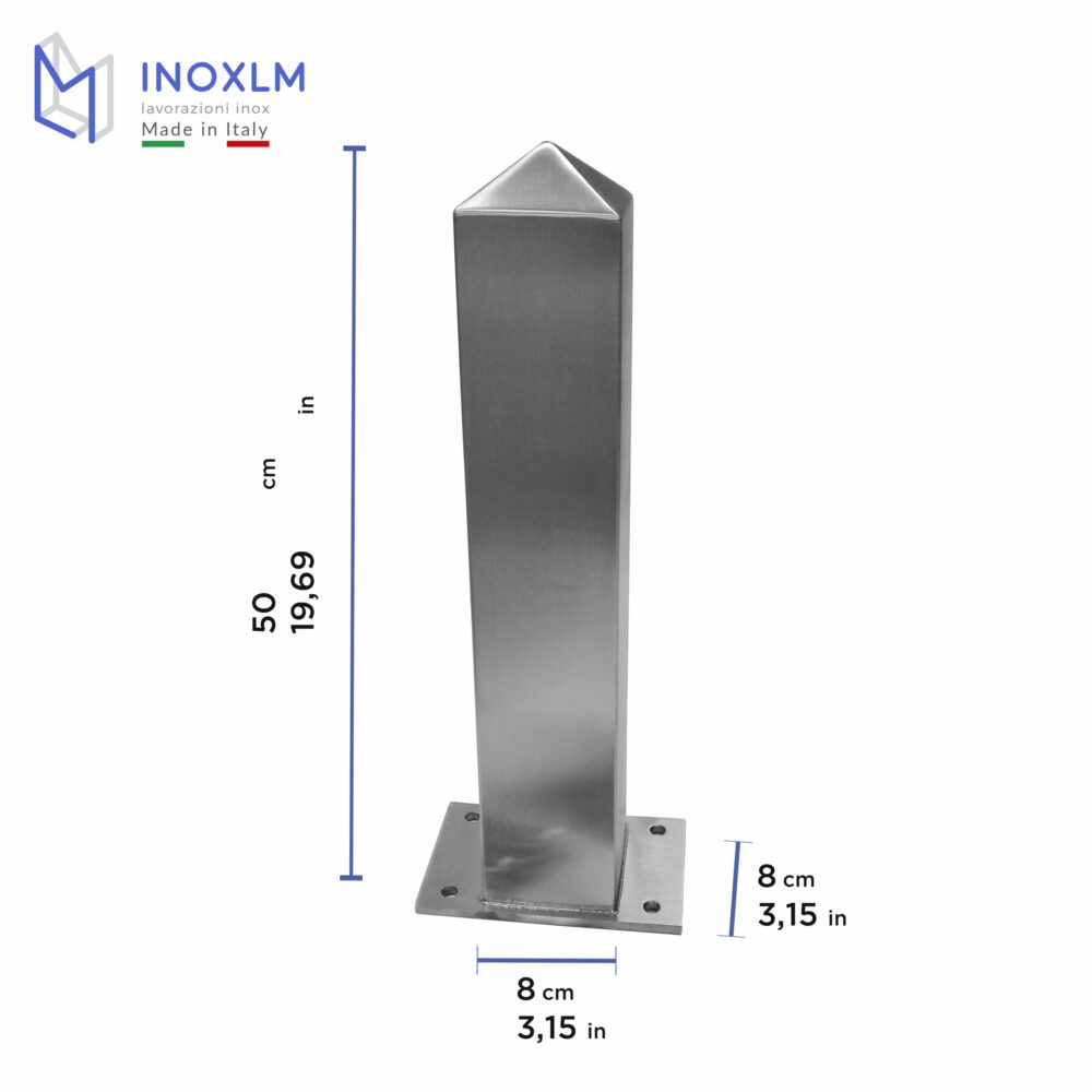 Dissuasore in acciaio inox sezione 80 x 80