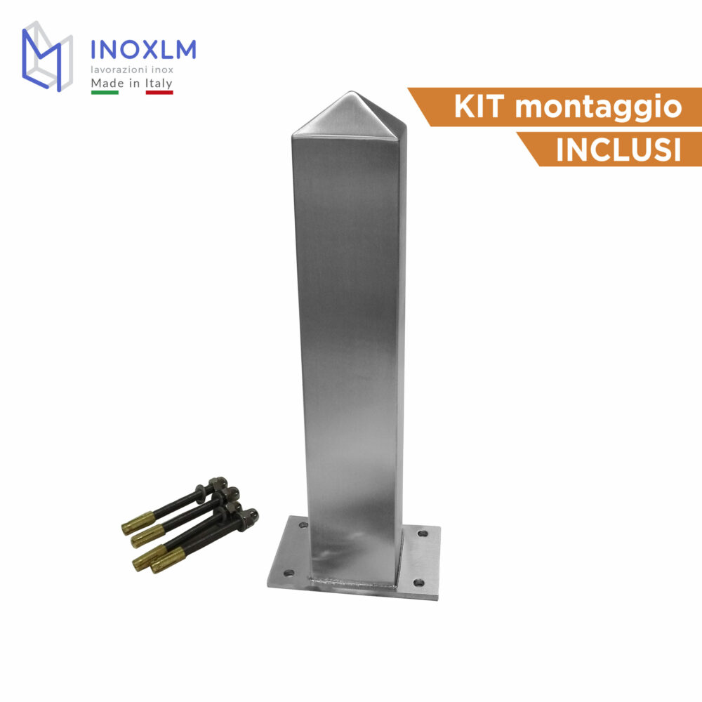 Stainless steel bollard section 80 x 80 