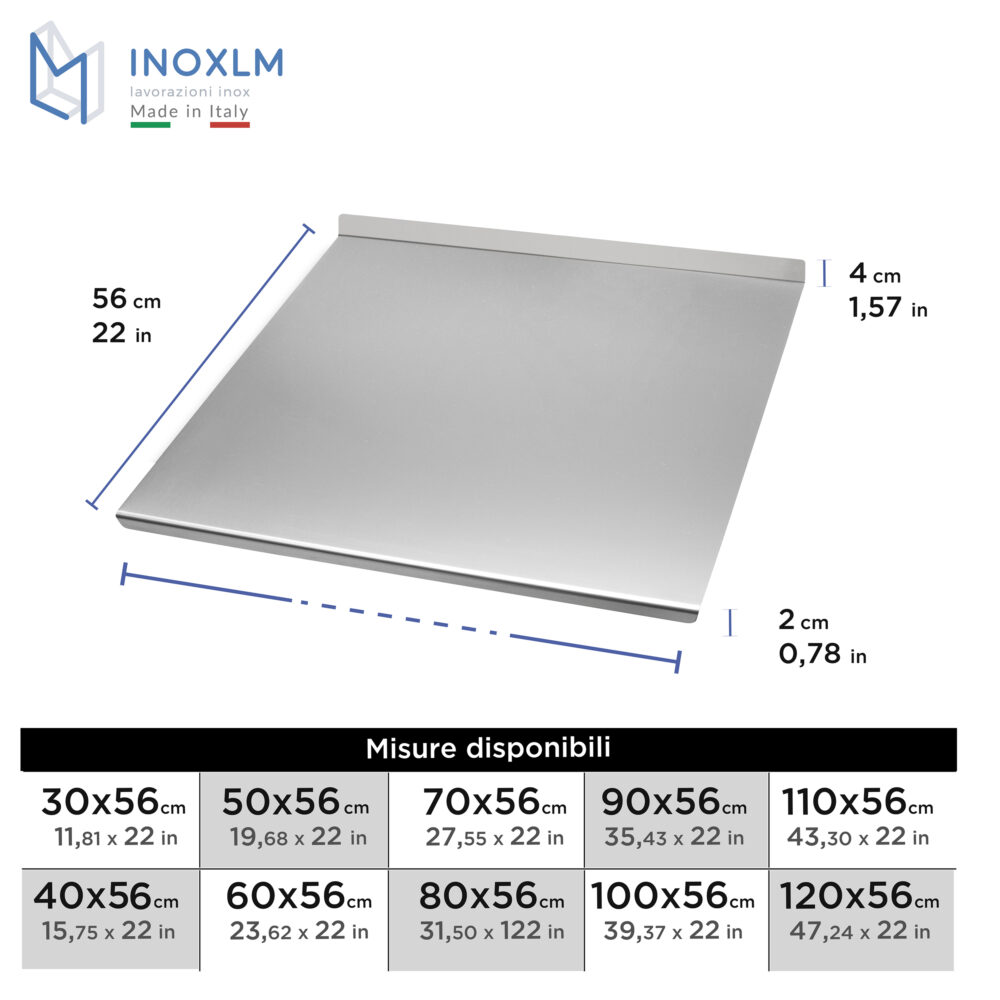 Stainless steel pastry board with fold and riser, SAGITTARIO model.