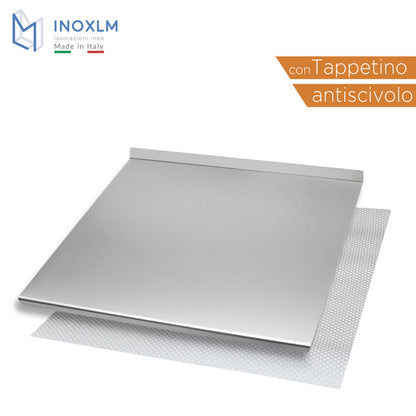 Stainless steel pastry board with fold and riser, SAGITTARIO model.