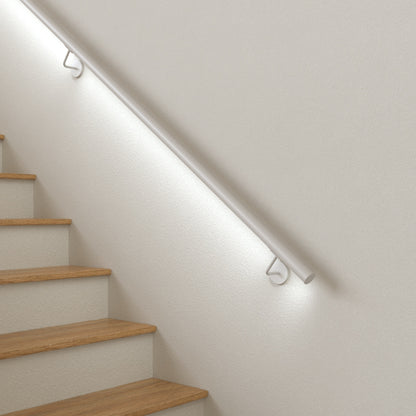 Handrail in stainless steel painted "White" with LED Warm Light 3000k, ROUND model