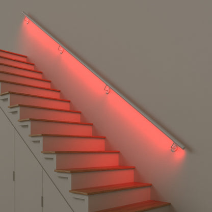 Handrail in "White" painted stainless steel with provision for LED, ROUND model