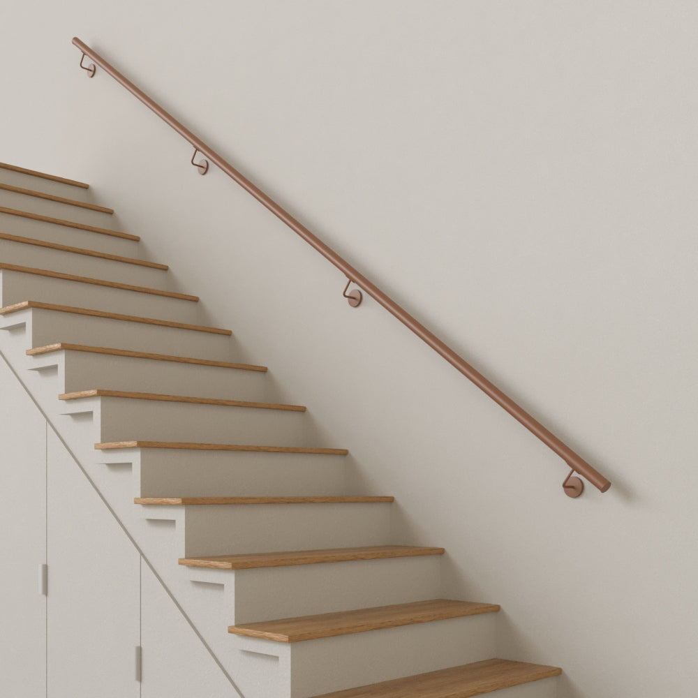 Handrail in painted stainless steel "Corten" with provision for LED, ROUND model