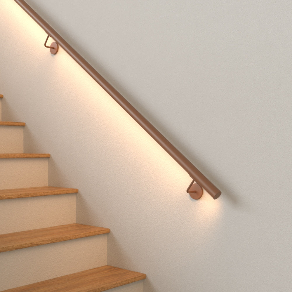 Handrail in stainless steel painted "White" with LED Warm Light 3000k, ROUND model