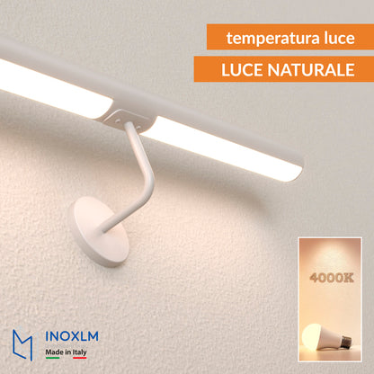 Corrimano in acciaio inox verniciato "Bianco" con LED Luce Naturale 4000k, modello TONDO