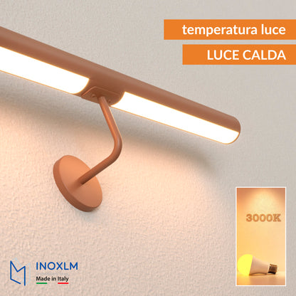 Corrimano in acciaio inox verniciato "Corten" con LED Luce Calda 3000k, modello TONDO