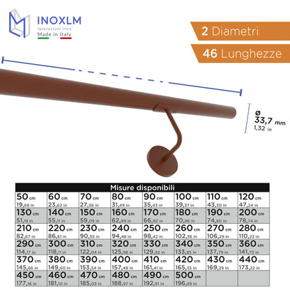 Corrimano tondo Ø 33,7 mm in acciaio verniciato Corten