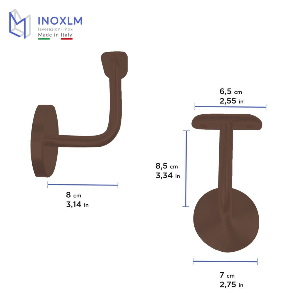 Corrimano tondo Ø 33,7 mm in acciaio verniciato Corten