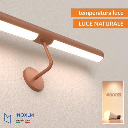 Corrimano in acciaio inox verniciato "Corten" con LED Luce Naturale 4000k, modello TONDO